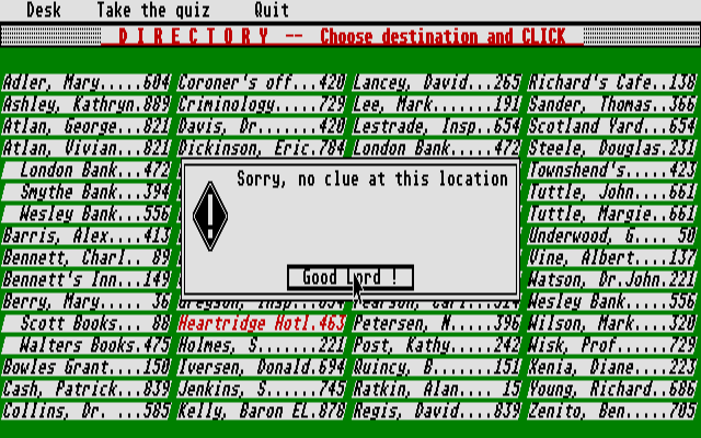 Baker Street Detective - Cases 1 & 2 atari screenshot