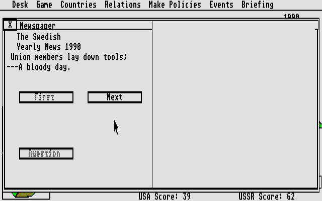 Balance of Power - The 1990 Edition atari screenshot