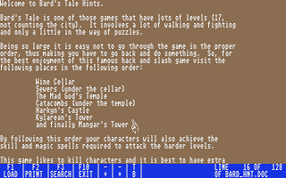 Bard's Tale Hint Disk atari screenshot