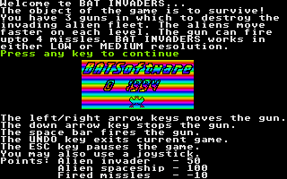 BAT Invaders atari screenshot