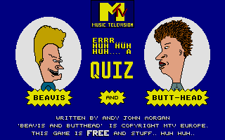 Beavis and Butthead Quiz atari screenshot