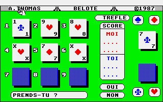 Belote atari screenshot