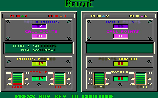 Belote atari screenshot