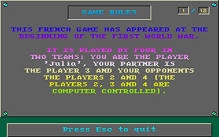 Belote atari screenshot