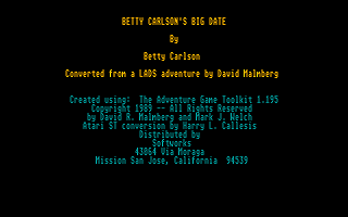 Betty Carlsons Big Date atari screenshot