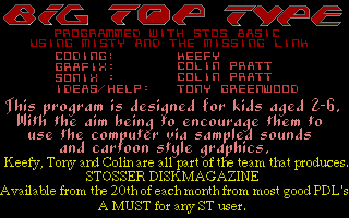 Big Top Type atari screenshot