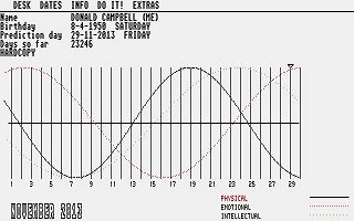 Biorhythms atari screenshot