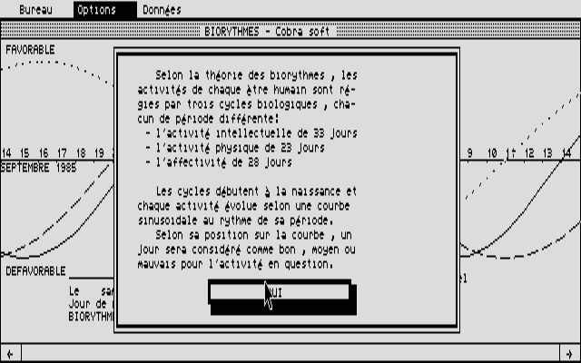 Biorythmes atari screenshot
