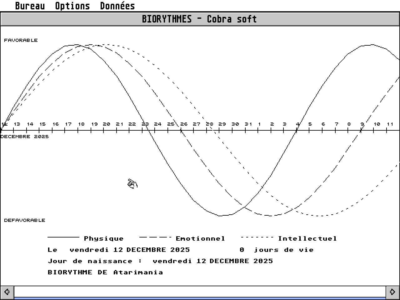 Biorythmes atari screenshot