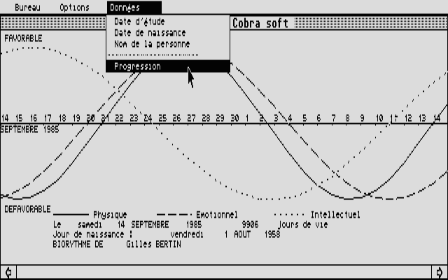 Biorythmes atari screenshot