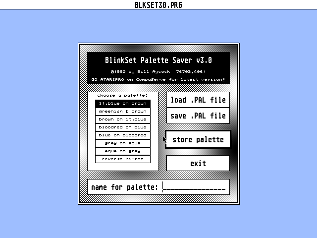 BLINK Utilities atari screenshot