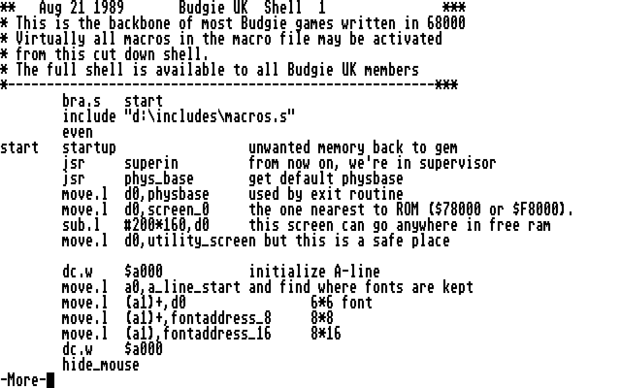 Budgie Shell atari screenshot