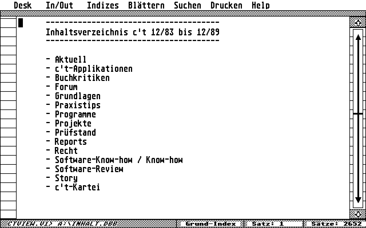 c't Inhaltsverzeichnis 12/83 - 12/89 — screenshot 1