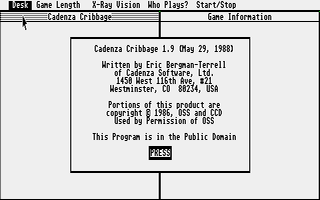 Cadenza Cribbage atari screenshot