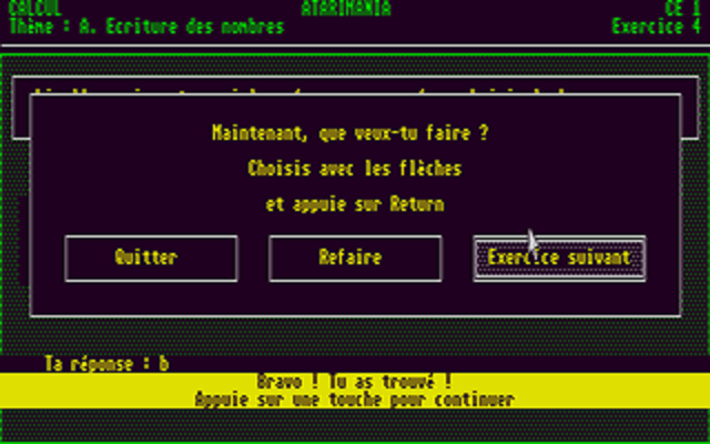 Calcul CE1 atari screenshot