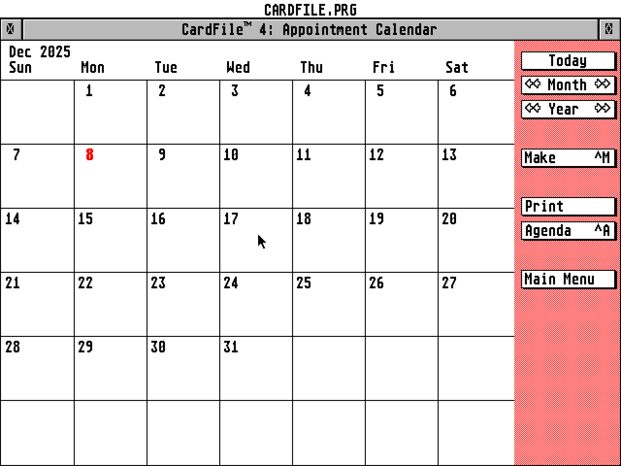 CardFile 4 atari screenshot