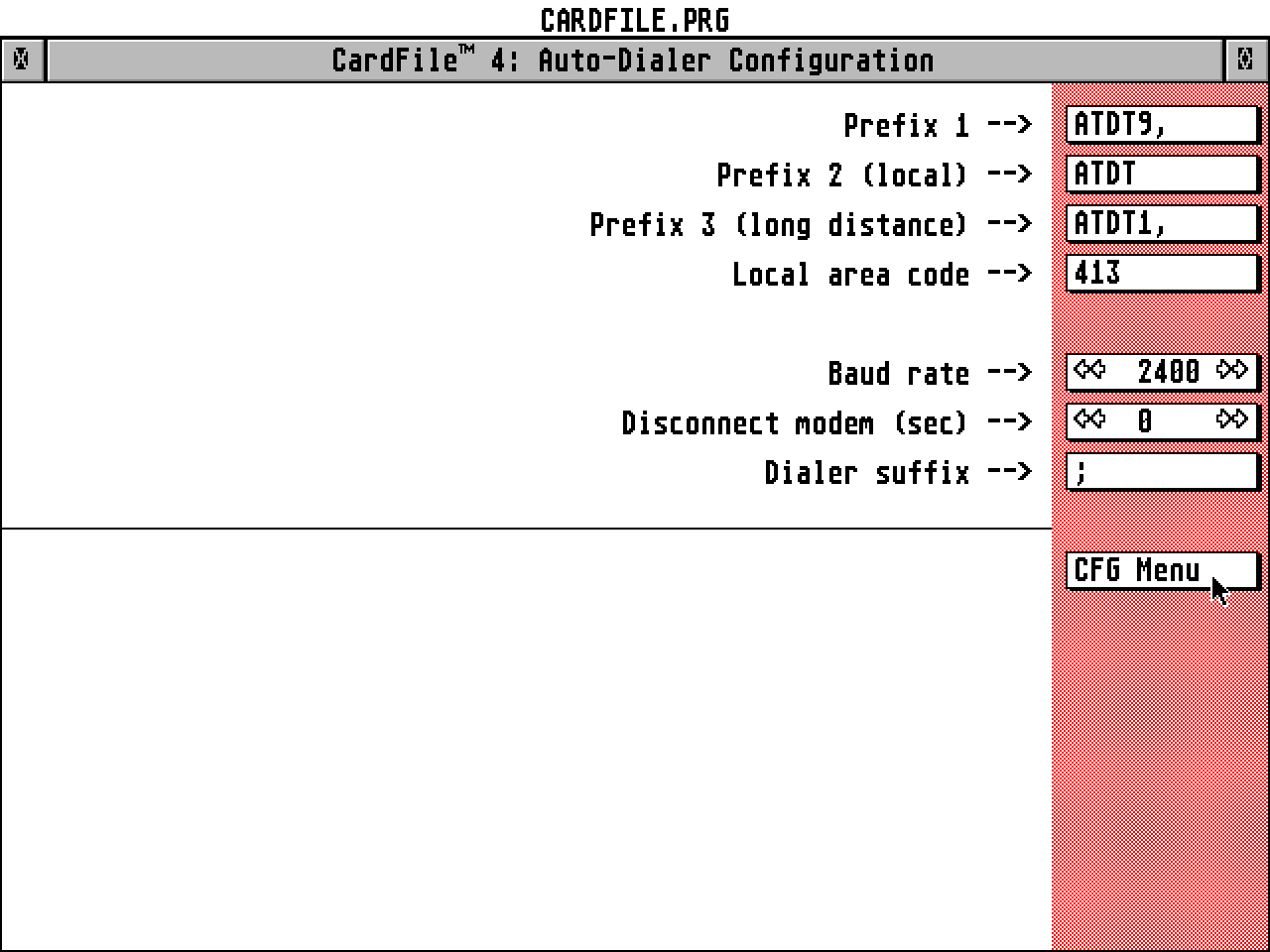 CardFile 4 atari screenshot