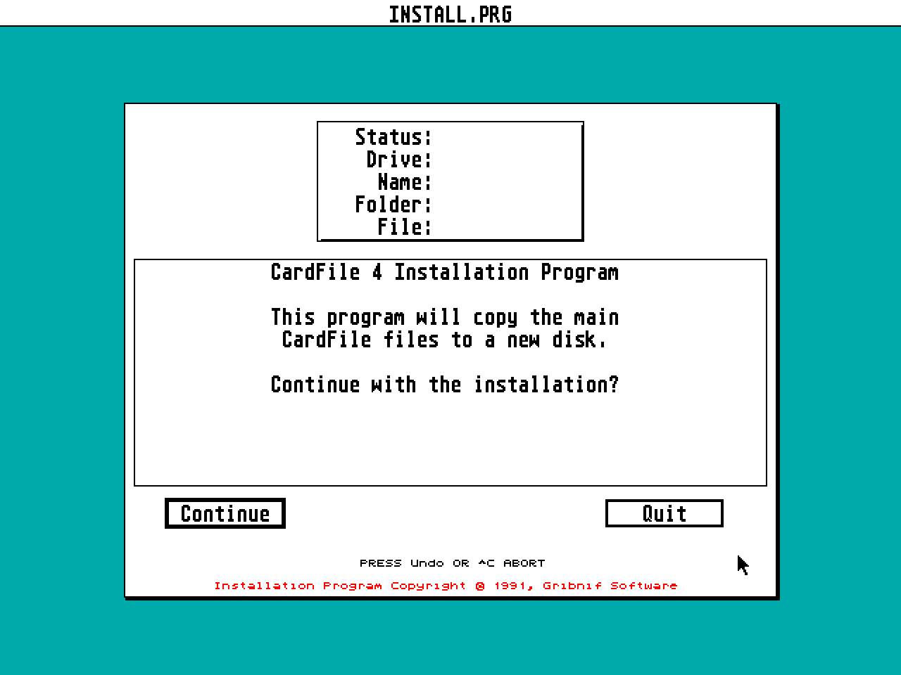 CardFile 4 atari screenshot