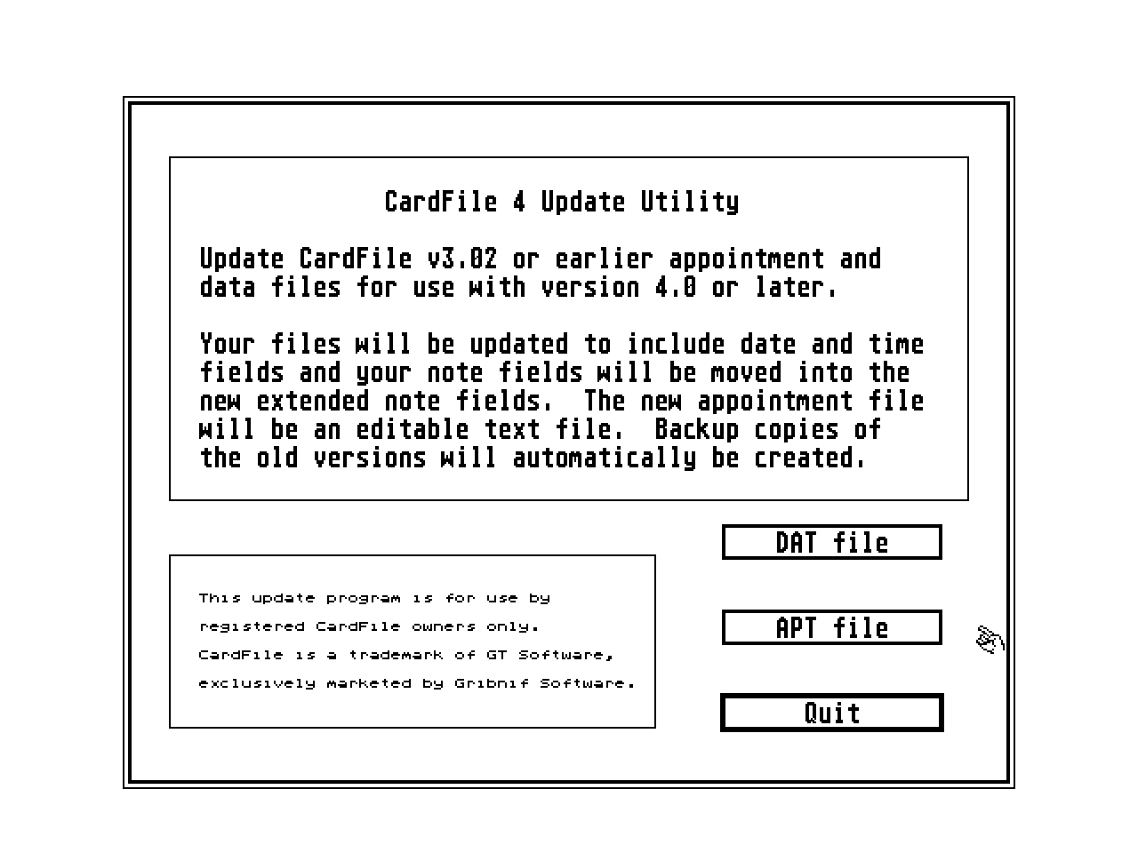 CardFile 4 atari screenshot