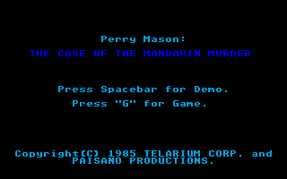 Perry Mason - The Case of the Mandarin Murder atari screenshot