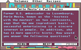Celebrity Cookbook Vol. 1 atari screenshot