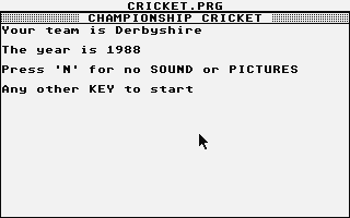 Championship Cricket atari screenshot