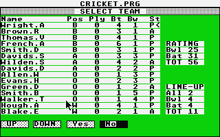 Championship Cricket atari screenshot