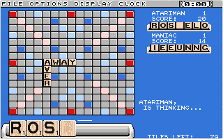 Computer Scrabble de Luxe atari screenshot