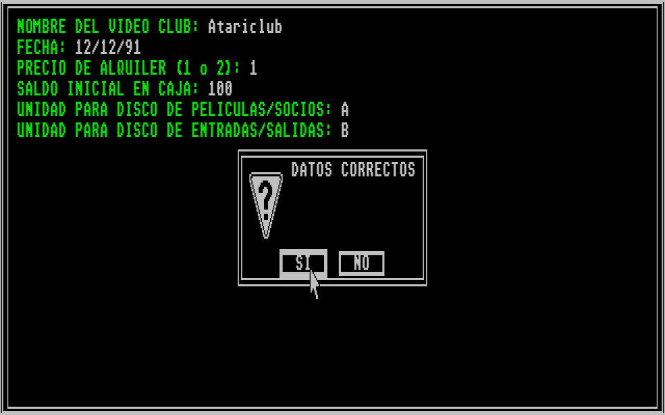 Control de Video-Club atari screenshot