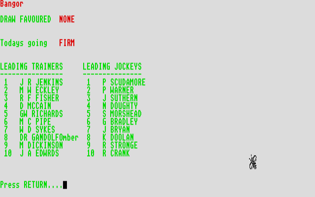 Coursewinner atari screenshot