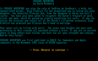 Crusade Adventure atari screenshot