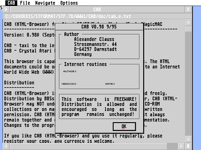 Crystal Atari Browser (CAB) atari screenshot