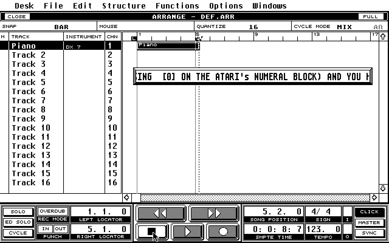 Cubase atari screenshot