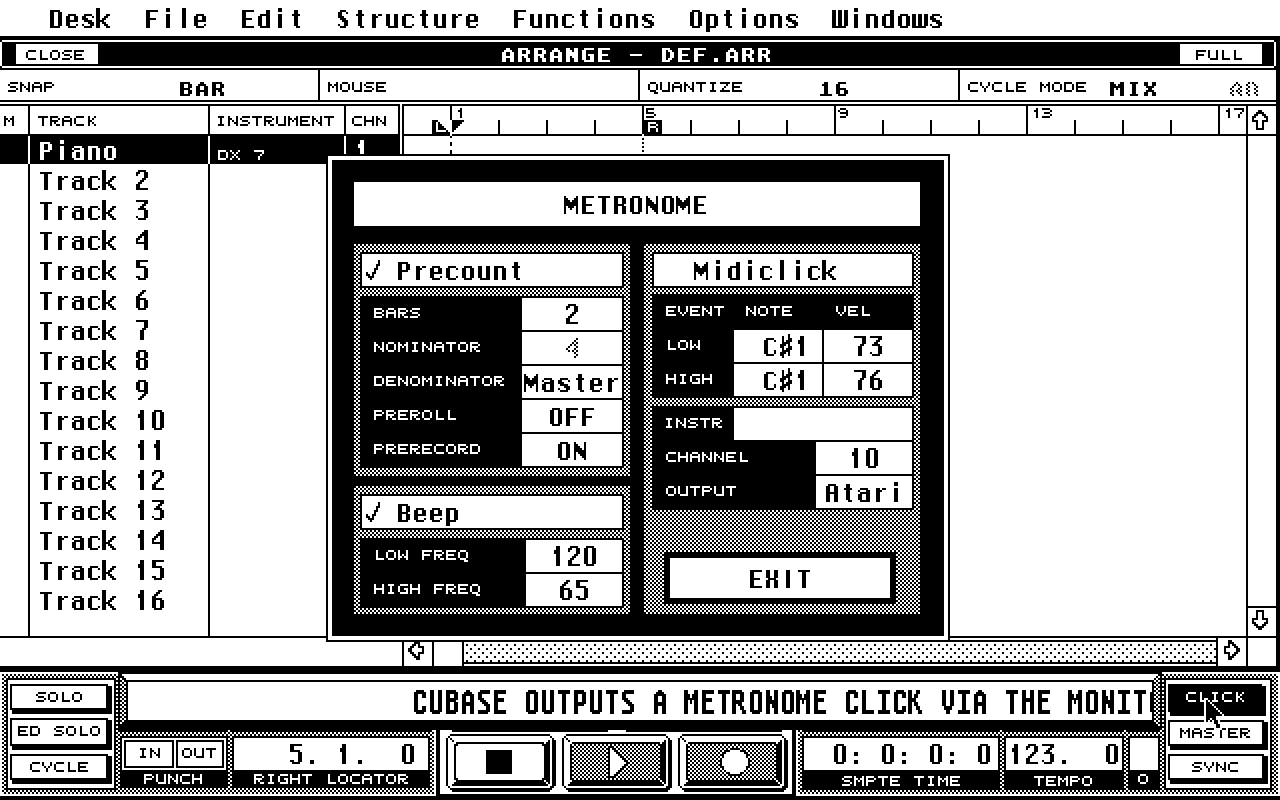 Cubase atari screenshot