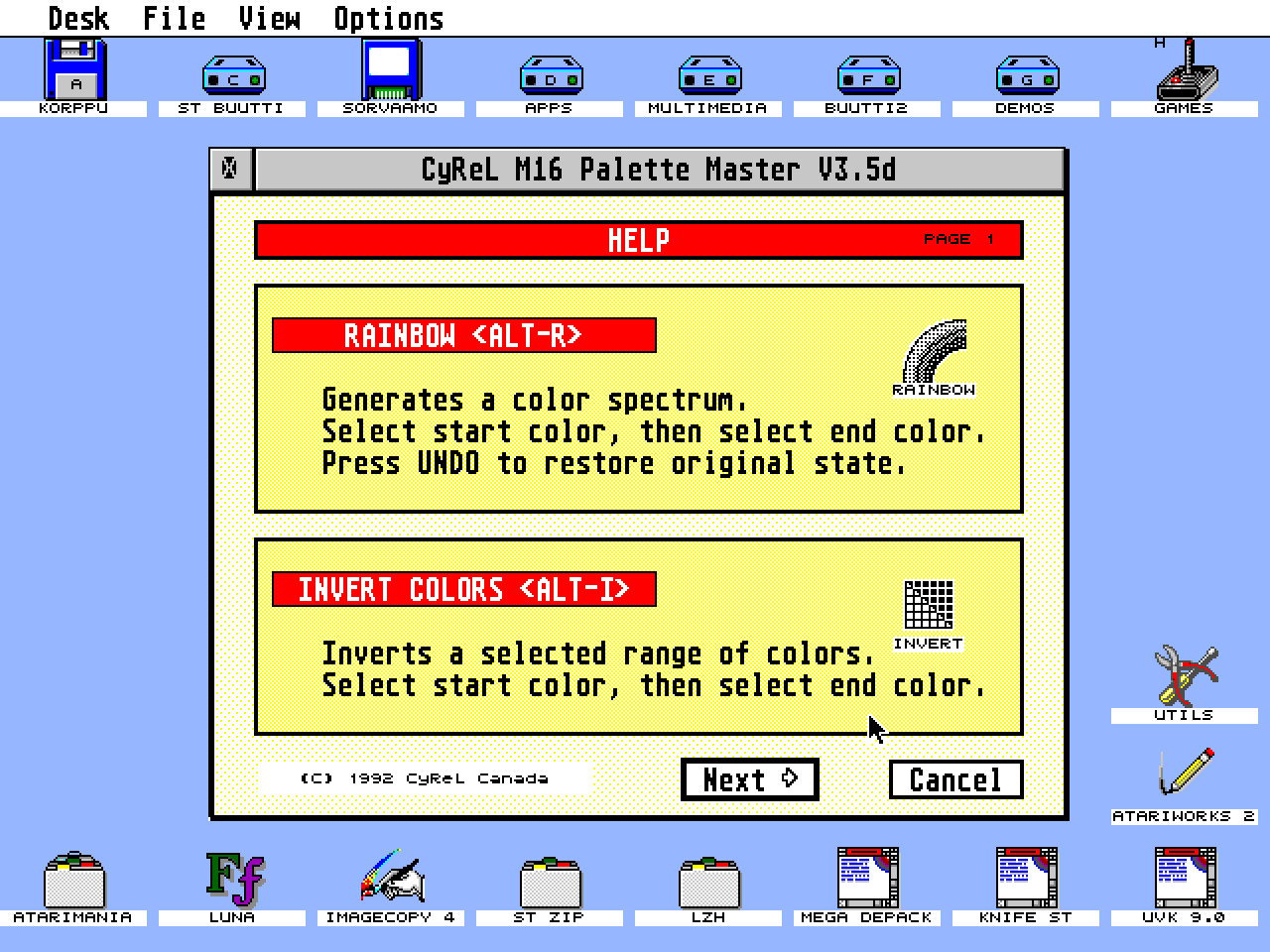 CyReL M16 Palette Master atari screenshot
