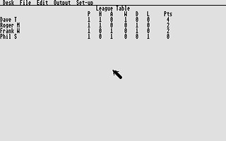Dart League Table Maintainance atari screenshot