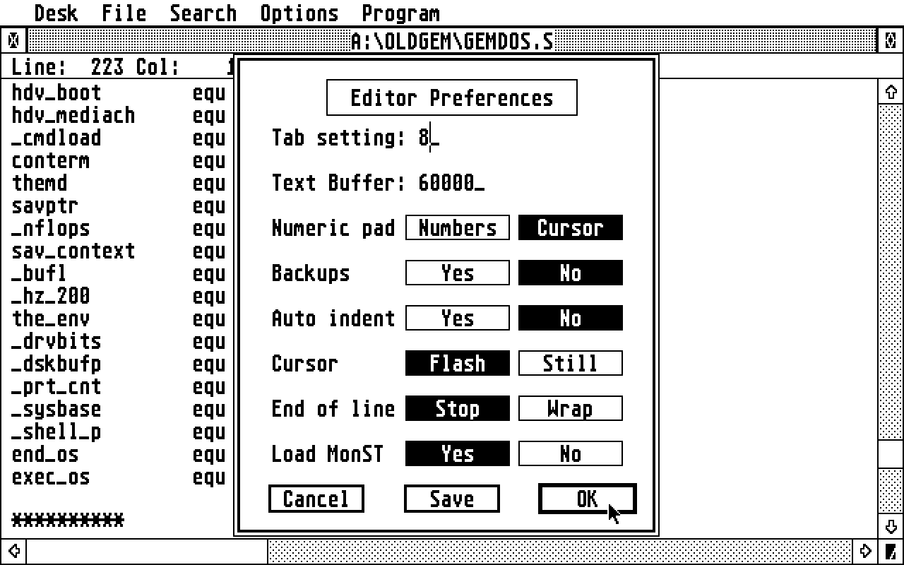 Devpac atari screenshot