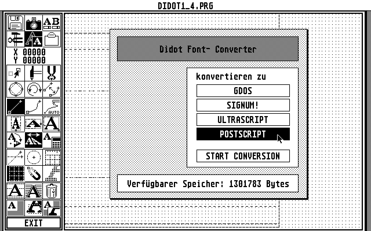 Didot Fonteditor atari screenshot