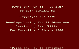 Don't Bank on It atari screenshot