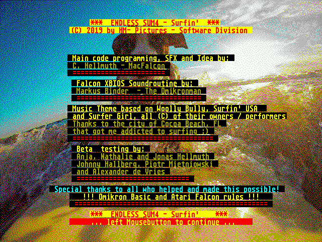 Endless Suma Surfing [Falcon030] [TT030] atari screenshot