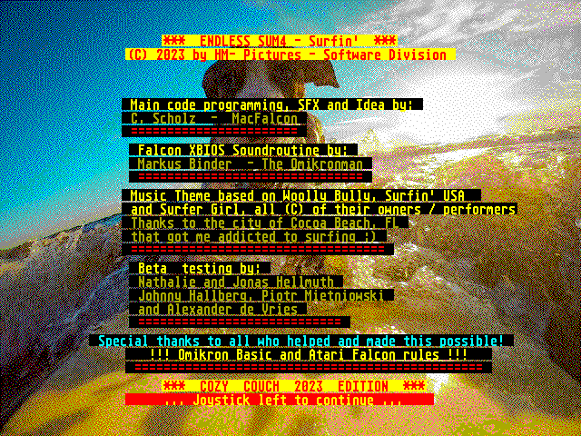 Endless Suma Surfing [Falcon030] [TT030] atari screenshot
