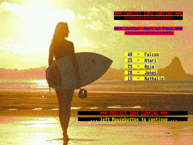 Endless Suma Surfing [Falcon030] [TT030] atari screenshot