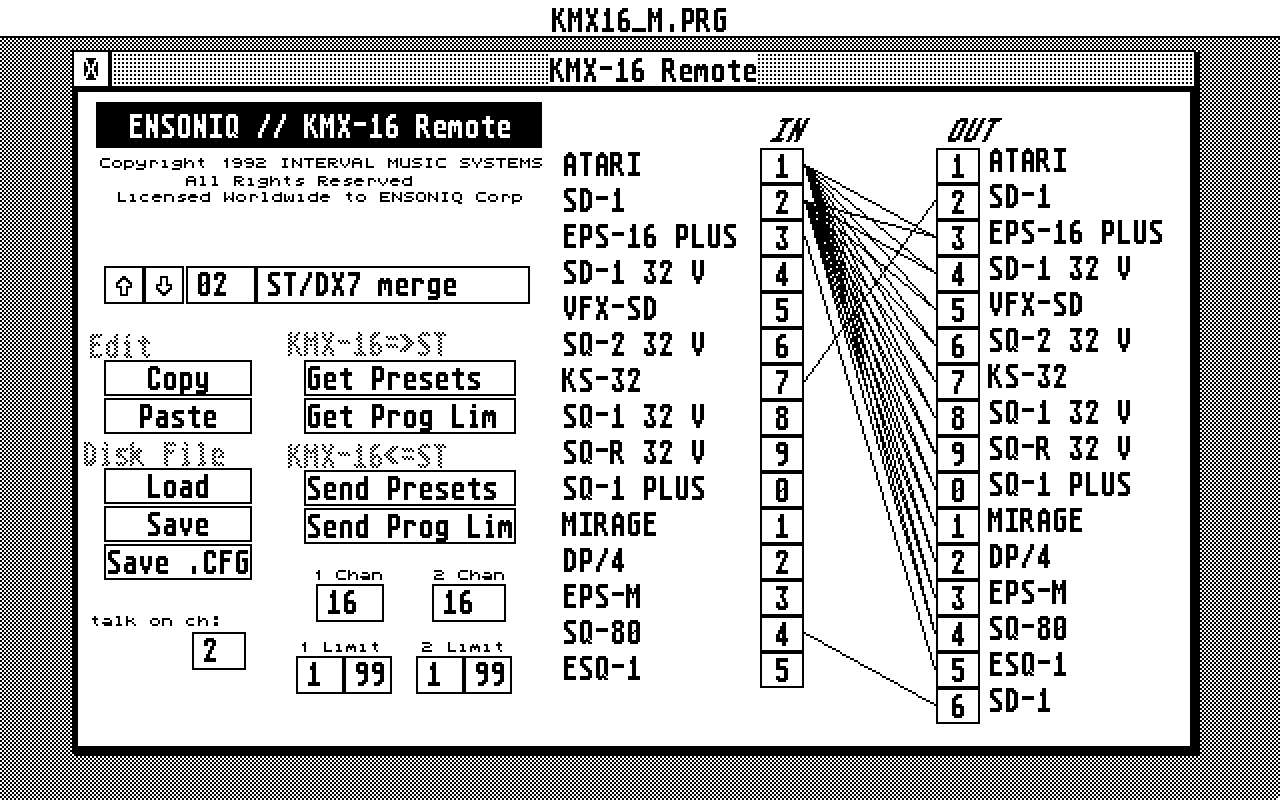 Ensoniq KMX Remote atari screenshot