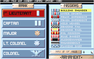 Falcon Mission Disk I - Operation: Counterstrike atari screenshot