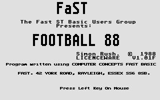 Football 88 atari screenshot