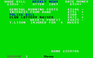 Football Director atari screenshot