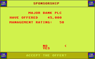 Football Manager II atari screenshot