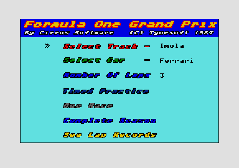 Formula 1 Grand Prix atari screenshot