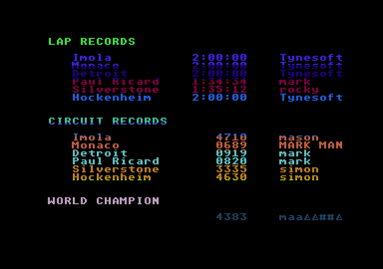 Formula 1 Grand Prix atari screenshot