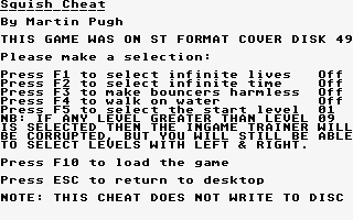 Game Cheats atari screenshot